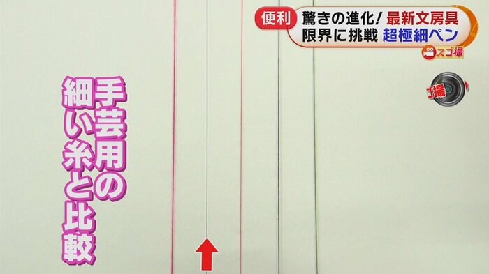矢印が超極細ボールペンで書いた線