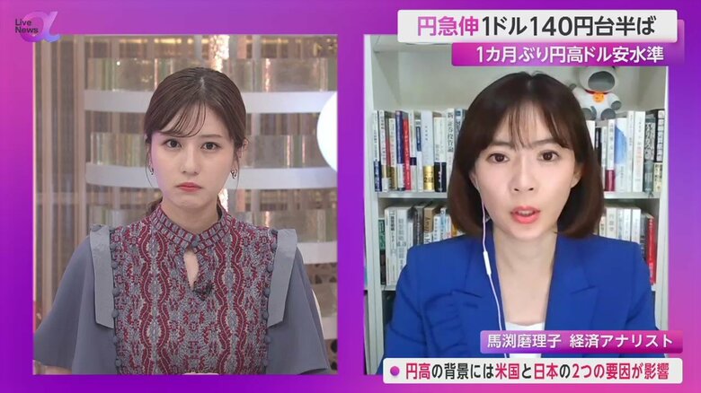 堤礼実キャスターと経済アナリストの馬渕磨理子さん