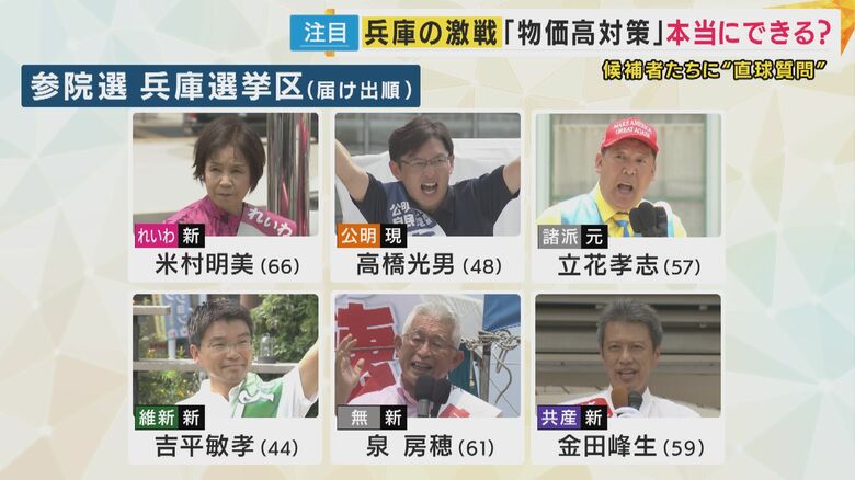 参院選・兵庫選挙区には13人が立候補