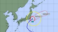 【台風情報】大型で強い台風25号の進路予想　21日午後10時現在、千葉県銚子市の東南東約140キロ　中心気圧は960ヘクトパスカル　22日午前9時には日本の東に達する予想