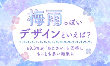 【梅雨っぽいデザインといえば?】69.3%が「あじさい」と回答しもっとも多い結果に