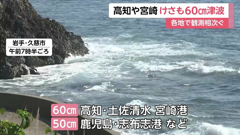 高知・土佐清水や宮崎港で31日朝も60cmの津波を観測した