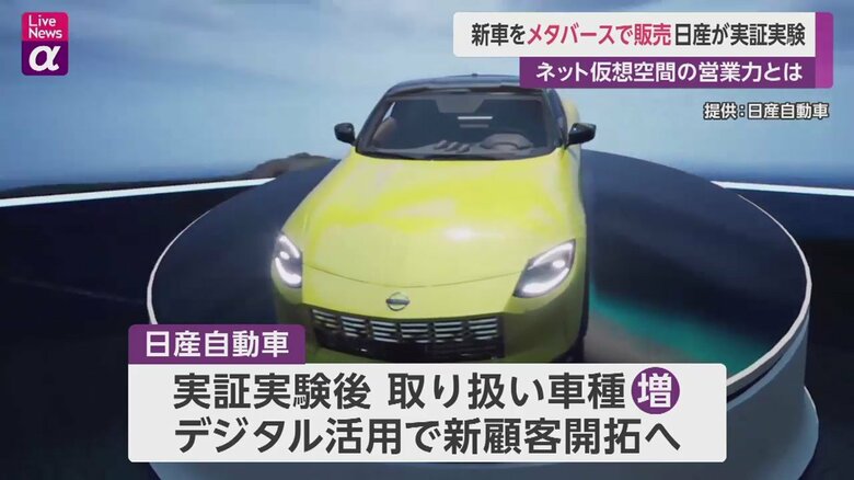日産自動車が実証実験を開始した仮想空間での自動車販売の様子