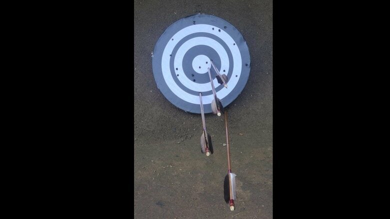 根本さんの矢は見事3本が命中した