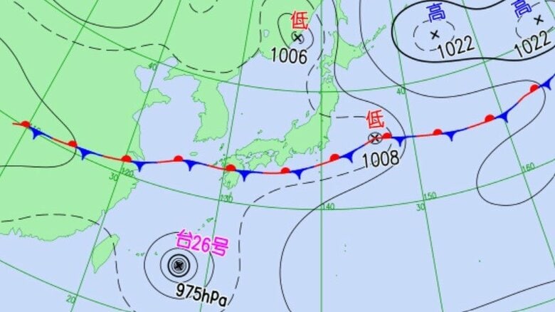 天気図（予想）27日午前9時　気象庁HPより