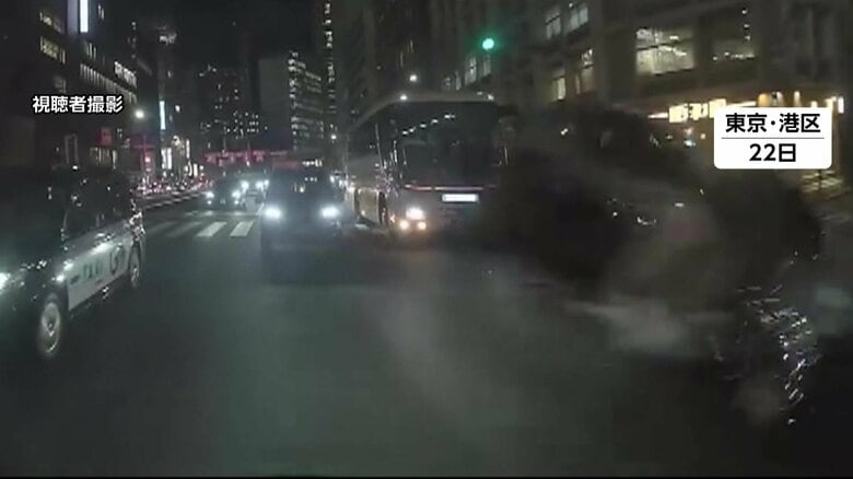 衝突する瞬間を捉えたドライブレコーダー映像