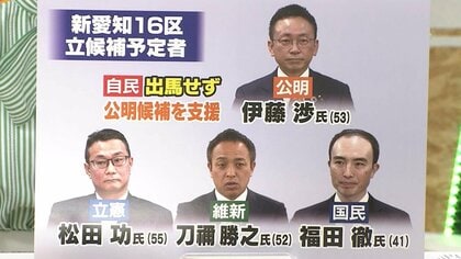 次の総選挙で新設「愛知16区」…公明で一本化　与党側の候補者調整が決着も自民の地元議員反発