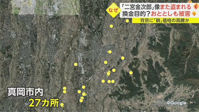 二宮金次郎の功績をたたえる銅像などが点在