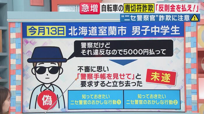 いかにも怪しげないでたちの男（関西テレビ「旬感LIVE とれたてっ！」より）