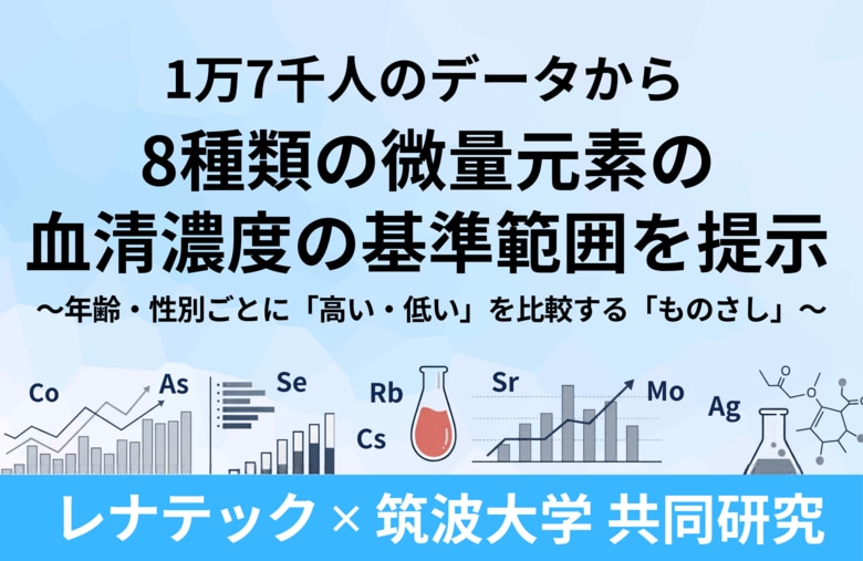 1万7千人のデータから8種類の微量元素の血清濃度の年齢別・男女別の基準範囲を提示 ～レナテック「メタロ・バランス」にて蓄積したデータを筑波大学が解析～