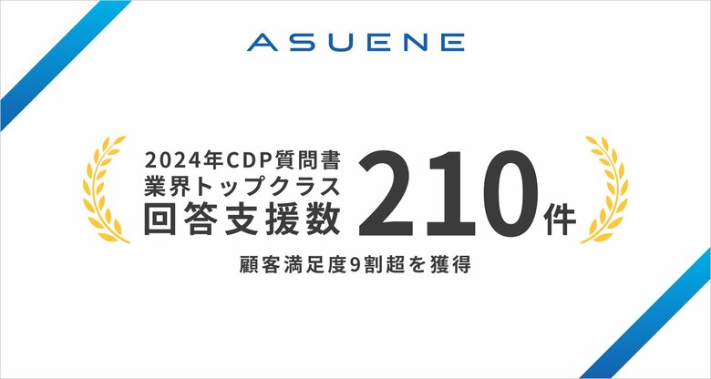 アスエネ、2024年CDP質問書で業界トップクラスの210件の回答を支援。顧客満足度9割超を獲得