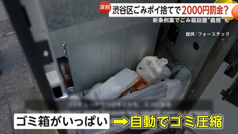 渋谷区で導入されている自動でゴミを圧縮するというスマートゴミ箱