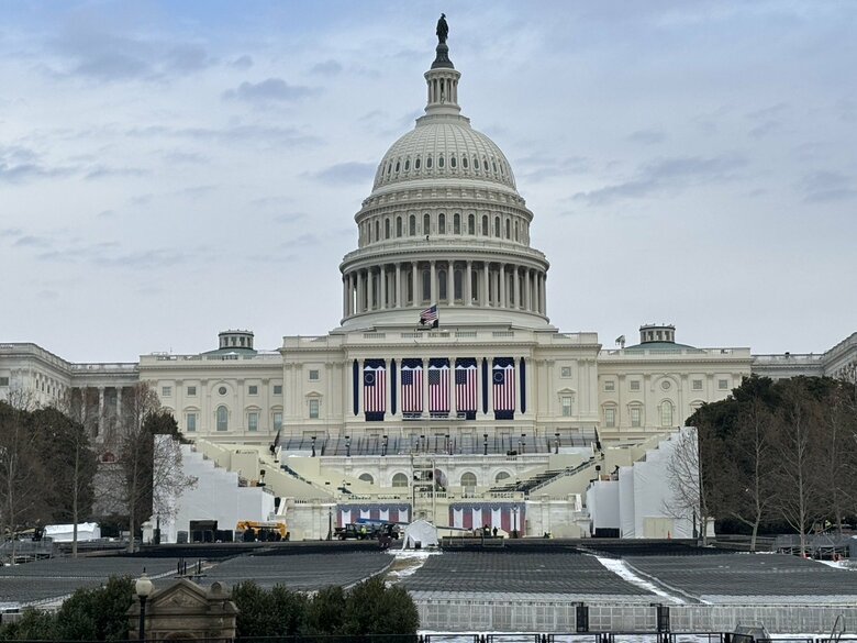大統領就任式の会場となる連邦議会西側（1月16日撮影）