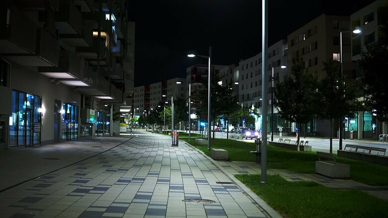 ゼーシュタットの夜の街灯