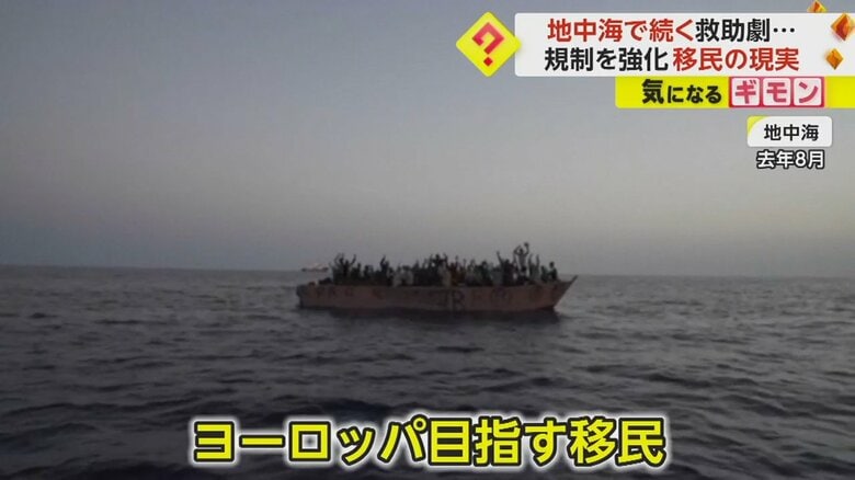 ヨーロッパを目指す移民が乗った船