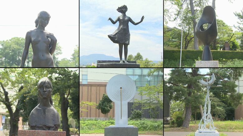 公園内に設置されているブロンズ像
