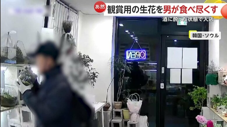 まじまじと草花を眺めると、たばこを一服する男