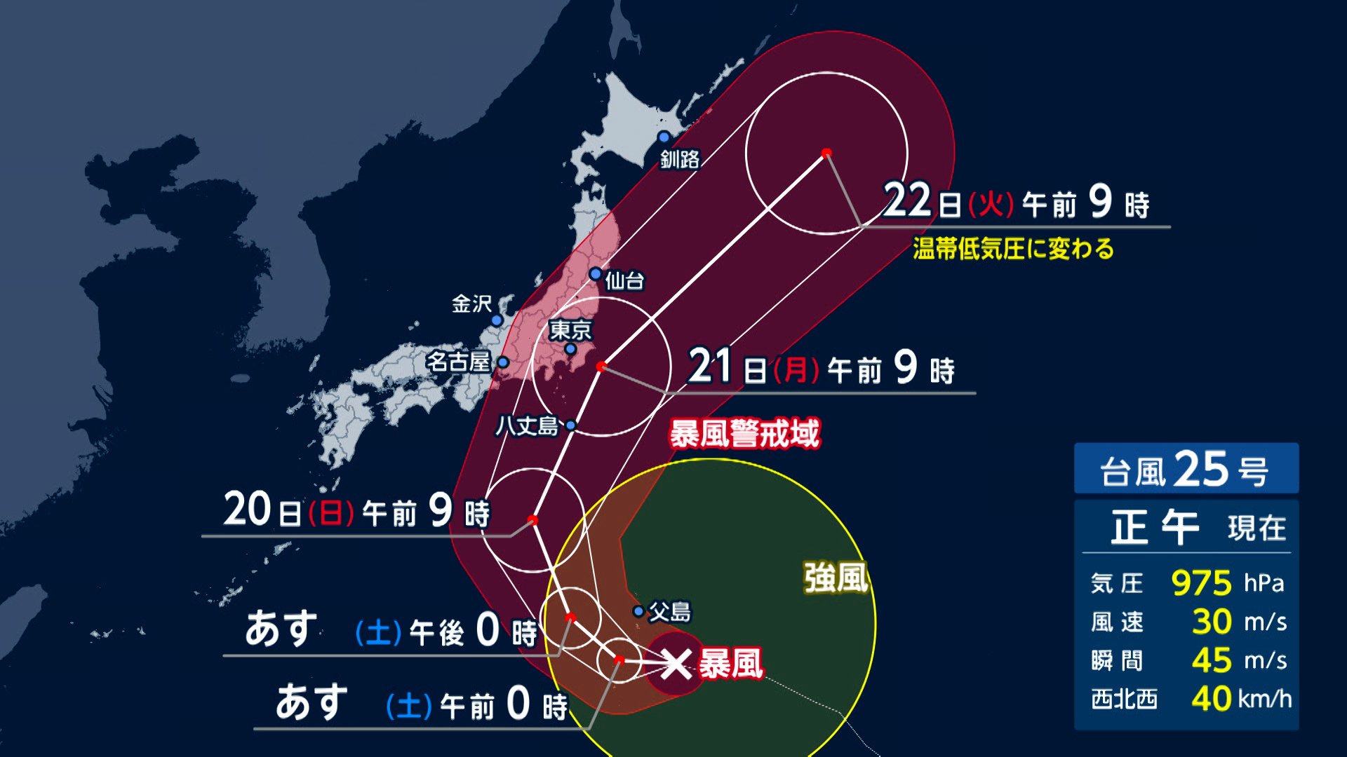 【台風情報】台風25号は20(日)から21(月)に関東接近へ 暴風域伴い上陸の恐れも 警報級の大雨や暴風に警戒