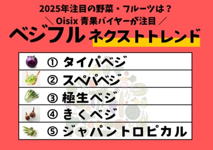 20年以上青果を宅配してきたOisixが最新の青果トレンドを発表! 2025年注目の野菜・フルーツは?【8月31日は野菜の日】キーワードは「スペパ」「タイパ」「国産トロピカル」…