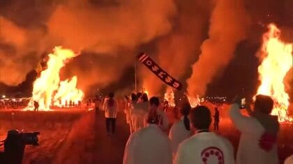 朝鮮半島の古代国家「百済」の王族に由来　美郷町の師走まつり　夜を灯す壮大な迎え火