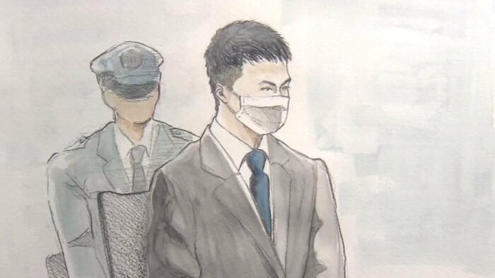 西光勝被告(2月17日 法廷内イラスト)