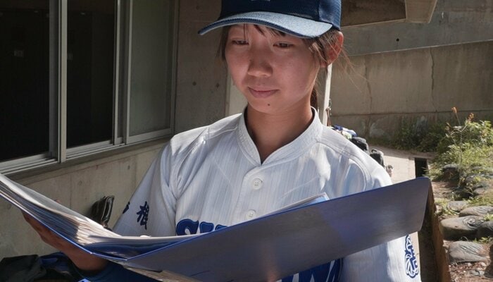 公式戦では記録員でベンチ入りする上田主将