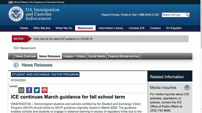 留学生の米入国認めず “オンライン授業のみ”が対象