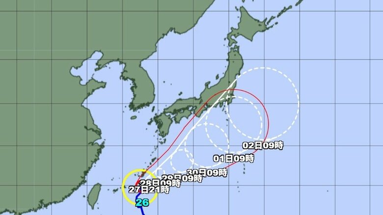 【台風情報】台風26号の進路予想 「非常に強い」勢力で沖縄地方や奄美地方に29日にかけて接近する見込み |FNNプライムオンライン