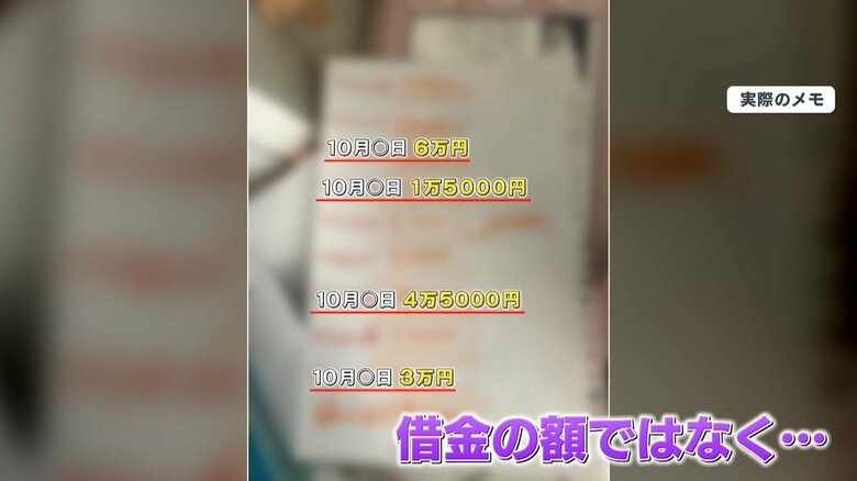 メモには複数の金額が書かれている
