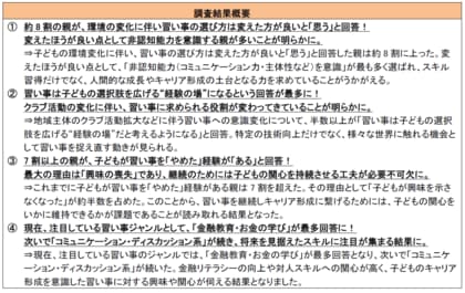 約8割の親が子どもの環境の変化に伴い、習い事の選び方を変えるべきと回答！「キャリア形成を見据えた習い事に関する意識調査」