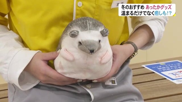 ぬいぐるみの中に温めたビーズを入れて…