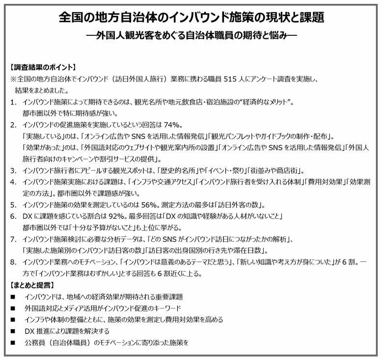 全国の地方自治体のインバウンド施策の現状と課題