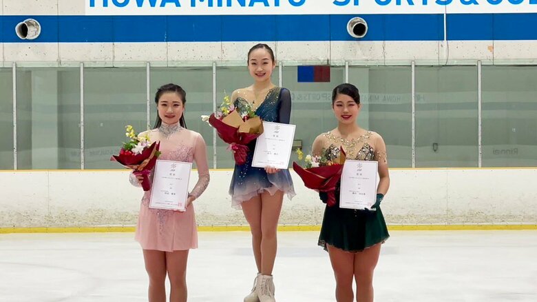 シニア女子の表彰台（中部選手権）