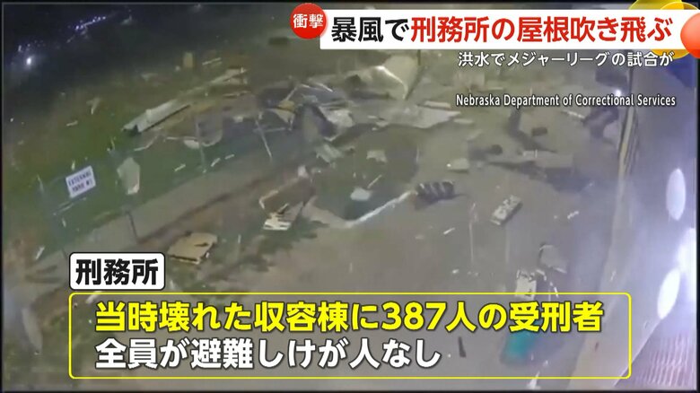 暴風の影響で刑務所の屋根が吹き飛び387人の受刑者が避難