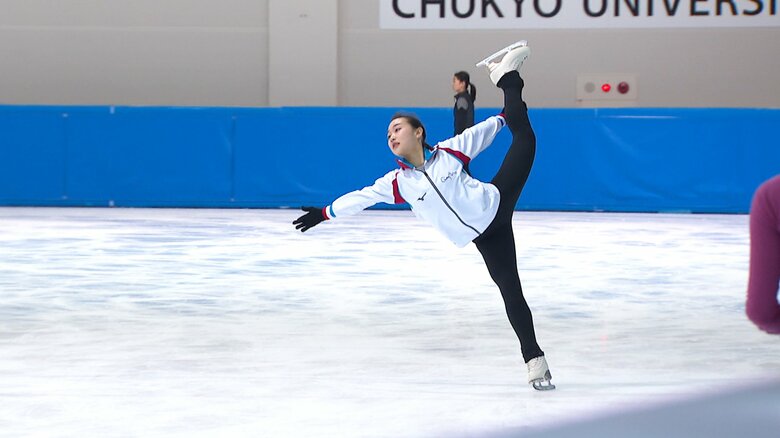 氷上練習をする松生