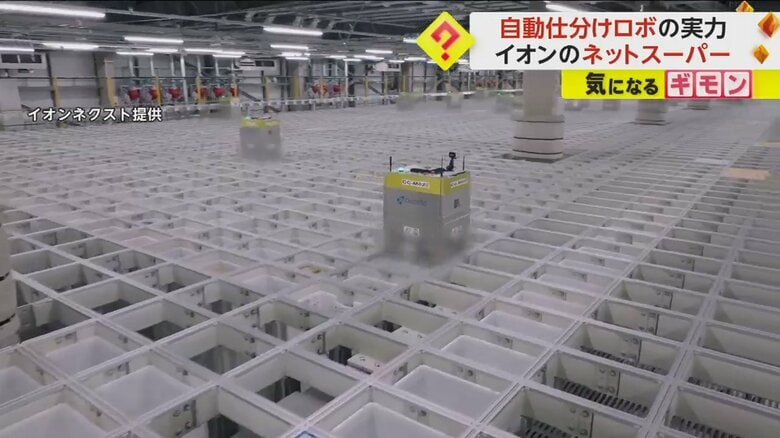 倉庫の中でロボットが稼働している