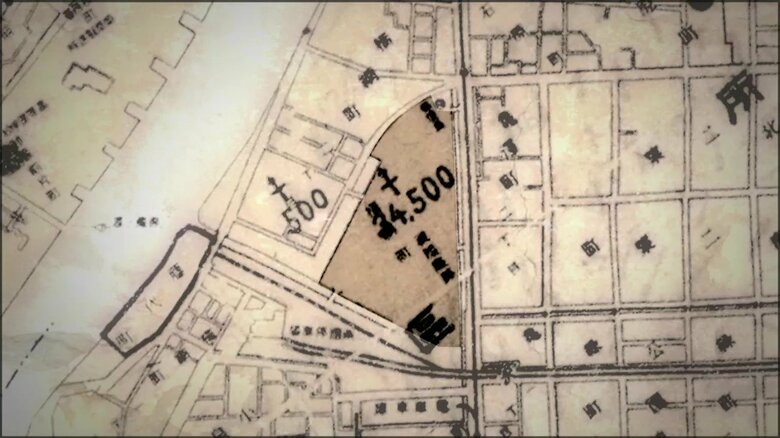 本所被服廠（ひふくしょう）跡が記載された当時の地図　帝都大震火災系統地圖を加工して作成