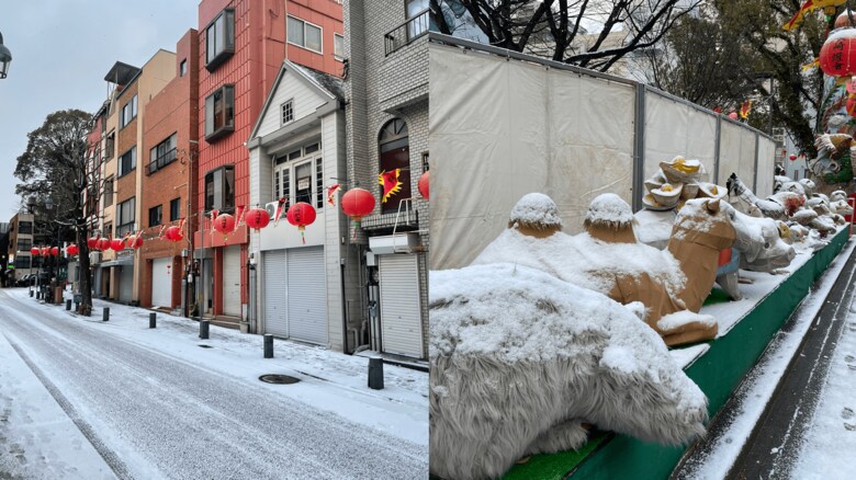 長崎は朝から積雪でパレードは中止に