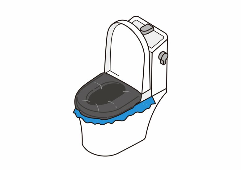 自宅の便器に簡単に取り付けて使用できる携帯トイレがお勧め（イメージ）