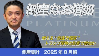【帝国データバンクが解説】2025年8月の倒産、なお増加 ミュゼプラチナム運営企業が破産 年末にかけて緩やかな増加ペースが継続