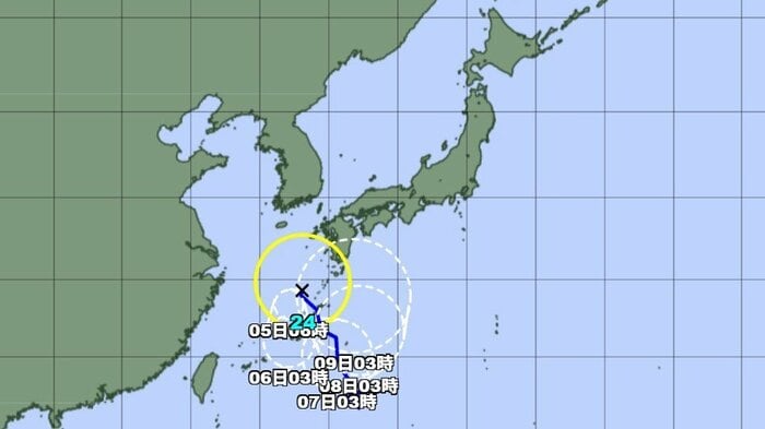 台風24号の進路予想図 気象庁より