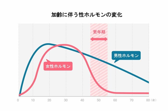 男性ホルモン「テストステロン」も20歳代をピークに減少