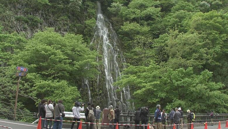 1年に1度だけ「幻の滝」　落差は約50メートル　長野県木島平村に出現　手打ちそばのふるまいも　｜FNNプライムオンライン