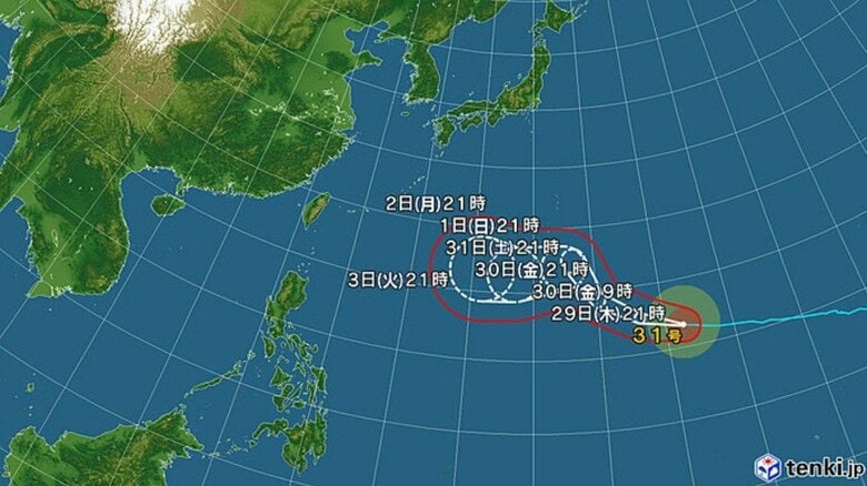 【台風情報】非常に強い台風31号の進路予想　31日には小笠原近海に達する見込み　11月3日にかけ日本の南の海上を西寄りに進む見込み　来週にかけて台風の動きに注意｜FNNプライムオンライン