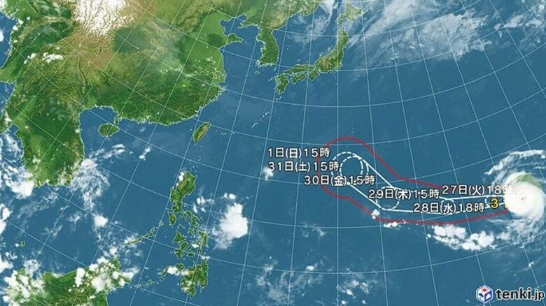 【台風情報】非常に強い台風31号(インファ)の進路予想 31日午後3時には小笠原近海に進む見込み 中心気圧940hPa、最大瞬間風速70m/s予想|FNNプライムオンライン