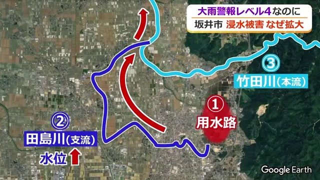 田島川の水位が上昇し水の“行き場”がなくなった