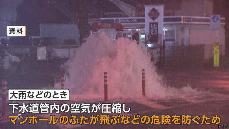 マンホールのふたが飛ぶなどの危険時の資料