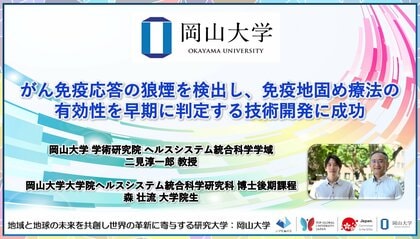 【岡山大学】がん免疫応答の狼煙を検出し、免疫地固め療法の有効性を早期に判定する技術開発に成功