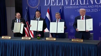 トランプ大統領立ち会いでタイとカンボジアが和平協定「何百万の命を救った」自らの功績アピール