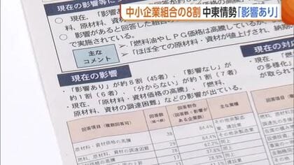中小企業組合の8割『中東情勢の影響ある』　新潟県がアンケート結果を公表「ほぼすべての原材料が値上げ」「仕入れ数量に制限」